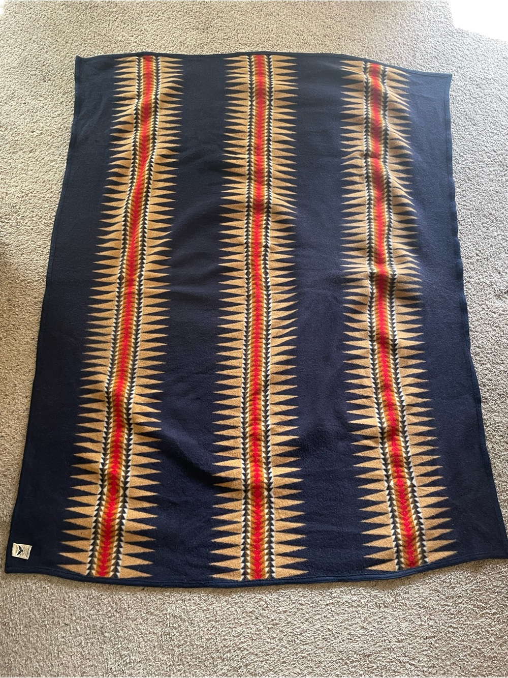 Vintage Beaver State Pendleton Southwestern Reversible Wool Blanket Throw 50x66